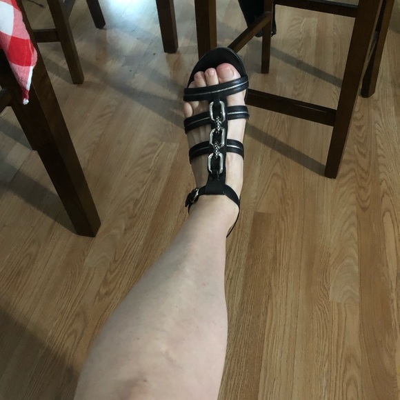 Coach Shoes - First Pic Copy Never Wore When Bought Coach Sandals Black Leather 3” heels